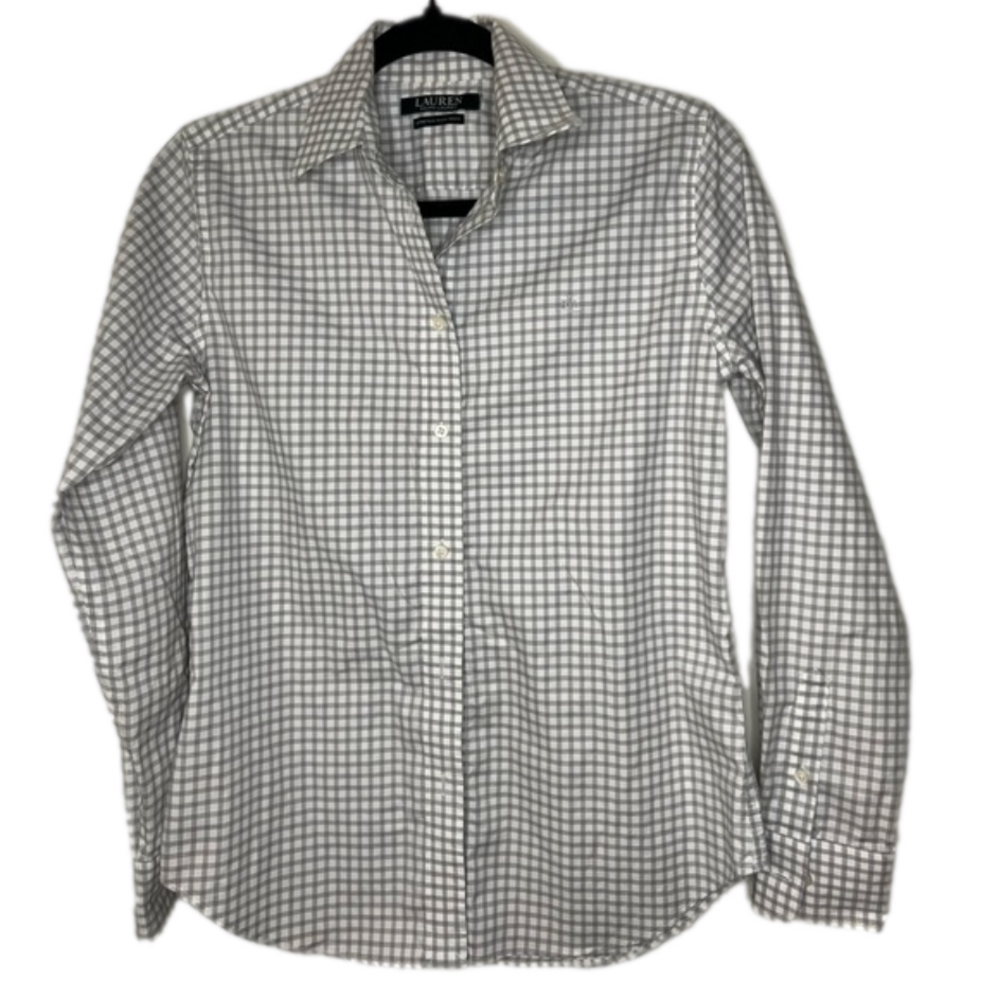 Lauren Ralph Lauren Long Sleeve Checkered Plaid Button-down Top Blouse